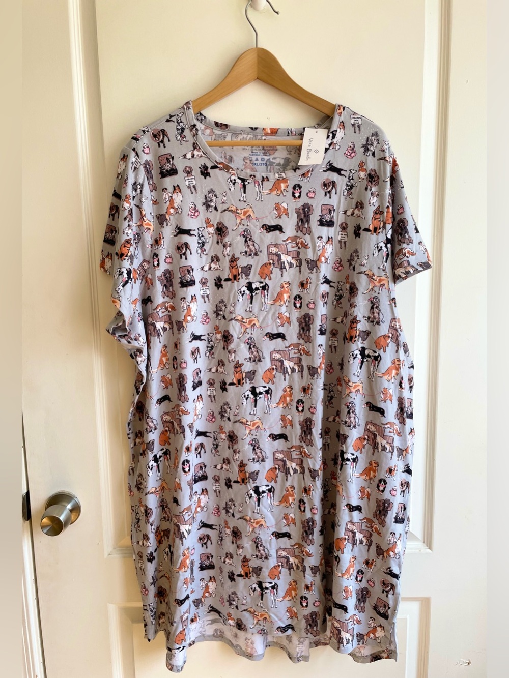 Vera Bradley Dog Print Pajama Sleep Shirt 3XL Novelty Boho Whimsical Comfort